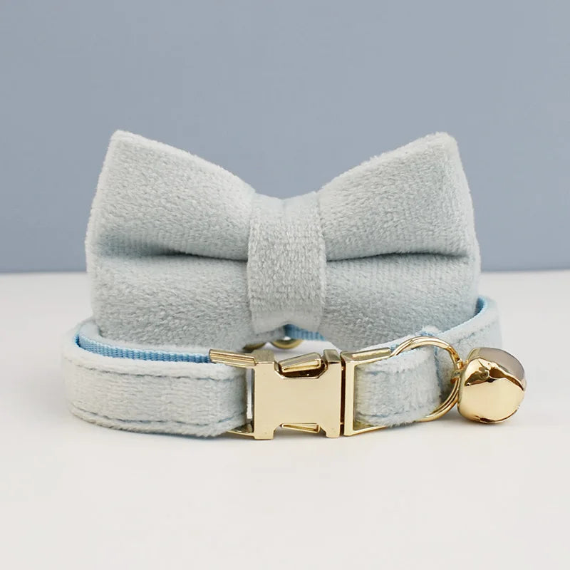 Cute Bowknot Cat Collar Personalized Cat Collar with Bell Engraving ID Tag Nameplate Kitten Collars Necklace