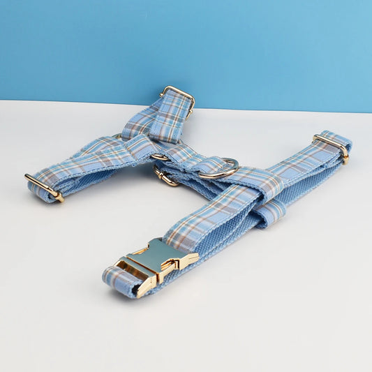 Harnais & Laisse en coton bleu – Collection Maison Canovia