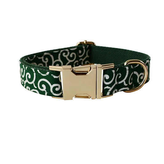 Collier & Laisse à Motif Vert personnalisable – Maison Canovia