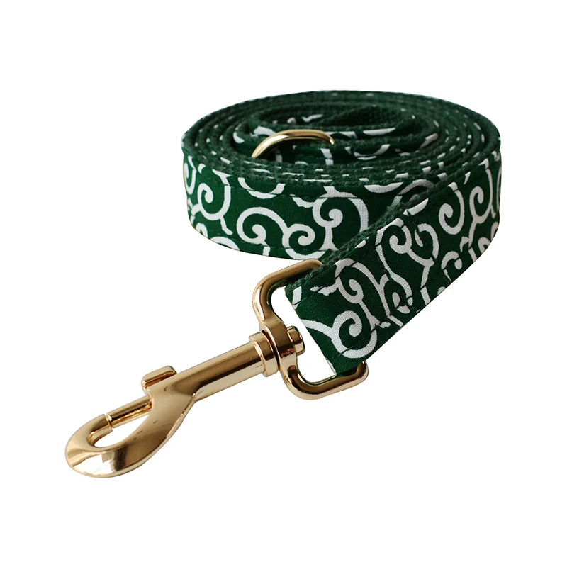Collier & Laisse à Motif Vert personnalisable – Maison Canovia