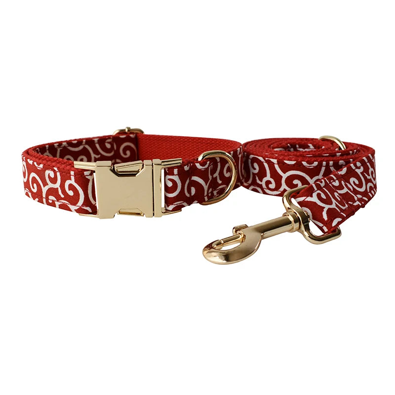 Collier & Laisse à motif Rouge - Maison Canovia