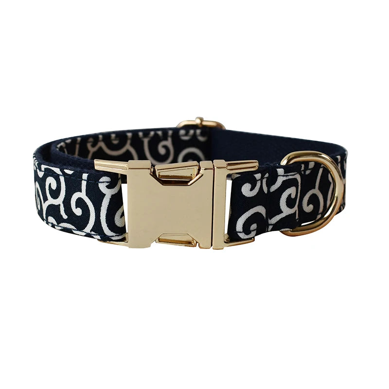 Collier & Laisse à motif Noir personnalisable – Maison Canovia