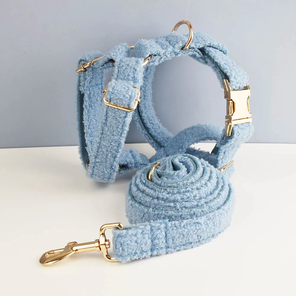 Harnais & Laisse laine bouclée personnalisables – Maison Canovia